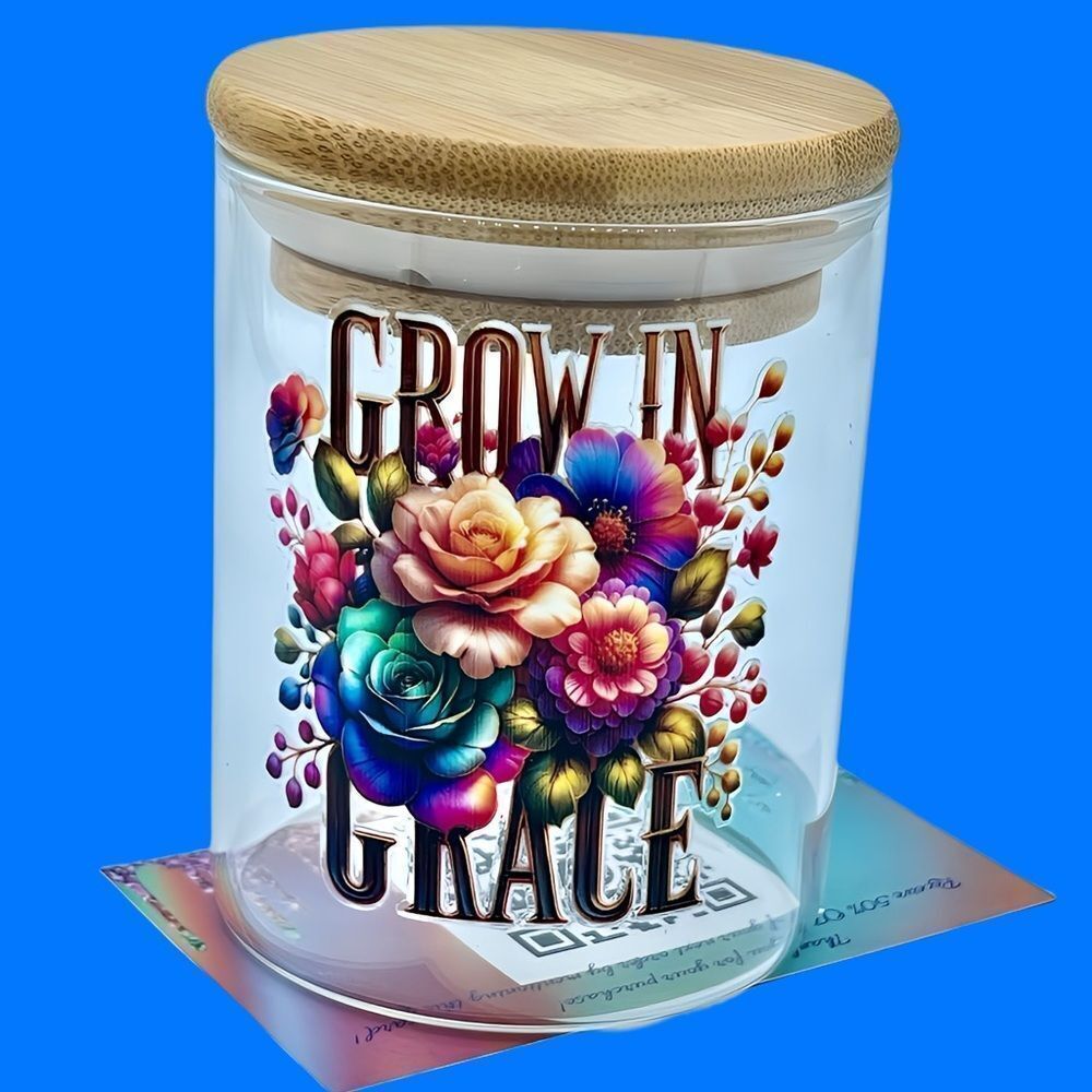 NWT NIB FAITH BASED QUOTES BAMBOO LID W/SEAL GLASS JAR